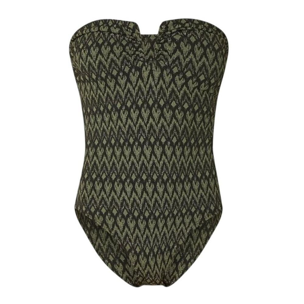Shoshanna Shimmer U-Wire One-Piece Swimsuit, Olive Jet, NWT, MSRP $285 - Picture 3 of 6